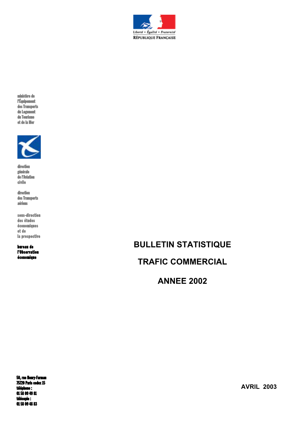 Bulletin Statistique Trafic Commercial Annee 2002