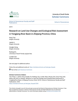 Research on Land Use Changes and Ecological Risk Assessment in Yongjiang River Basin in Zhejiang Province, China
