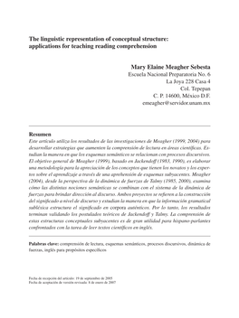 The Linguistic Representation of Conceptual Structure: Applications for Teaching Reading Comprehension
