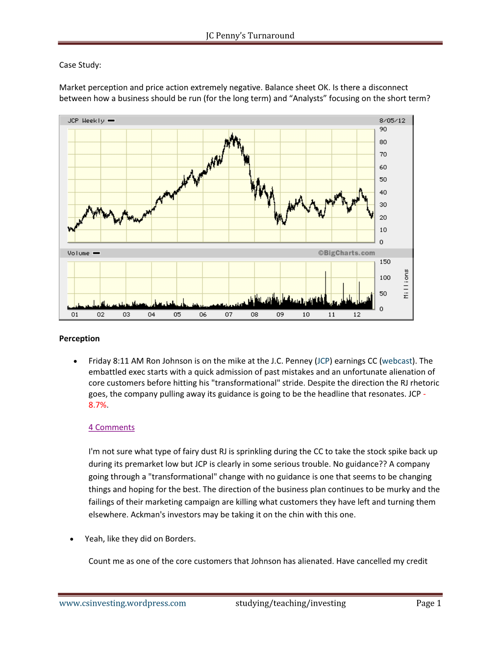 JC Penny's Turnaround