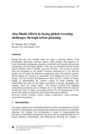 Abu Dhabi Efforts in Facing Global Warming Challenges Through Urban Planning