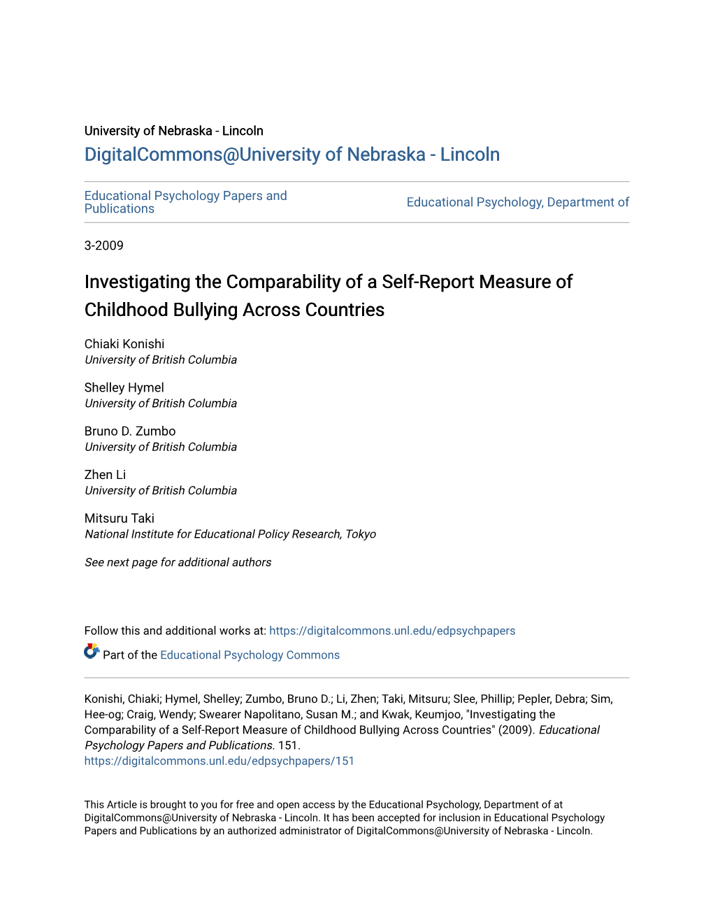 Investigating the Comparability of a Self-Report Measure of Childhood Bullying Across Countries