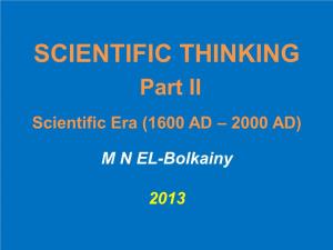 SCIENTIFIC THINKING M N EL-Bolkainy