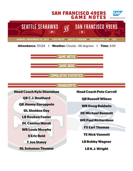 Seattle Seahawks San Francisco 49Ers ( 24 ) V ( 13 )