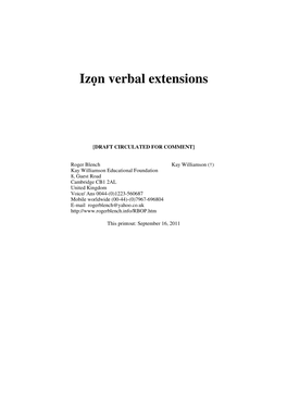Verb Extensions In