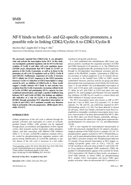 NF-Y Binds to Both G1- and G2-Specific Cyclin Promoters; a Possible Role in Linking CDK2/Cyclin a to CDK1/Cyclin B