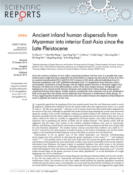 Ancient Inland Human Dispersals from Myanmar Into Interior East Asia Since the Late Pleistocene