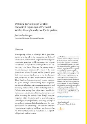 Defining Participatory Worlds: Canonical Expansion of Fictional Worlds Through Audience Participation