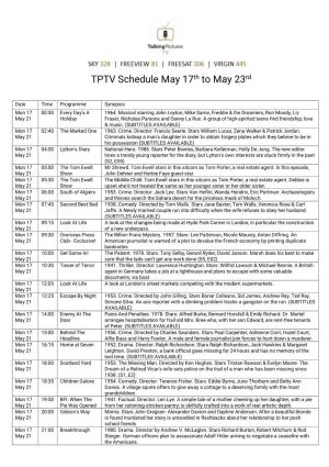 TPTV Schedule May 17Th to May 23Rd