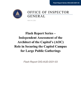 Flash Report – Independent Assessment of the AOC's Role in Securing the Capitol Campus for Large Public