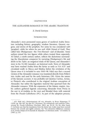 THE ALEXANDER ROMANCE in the ARABIC TRADITION Z. David