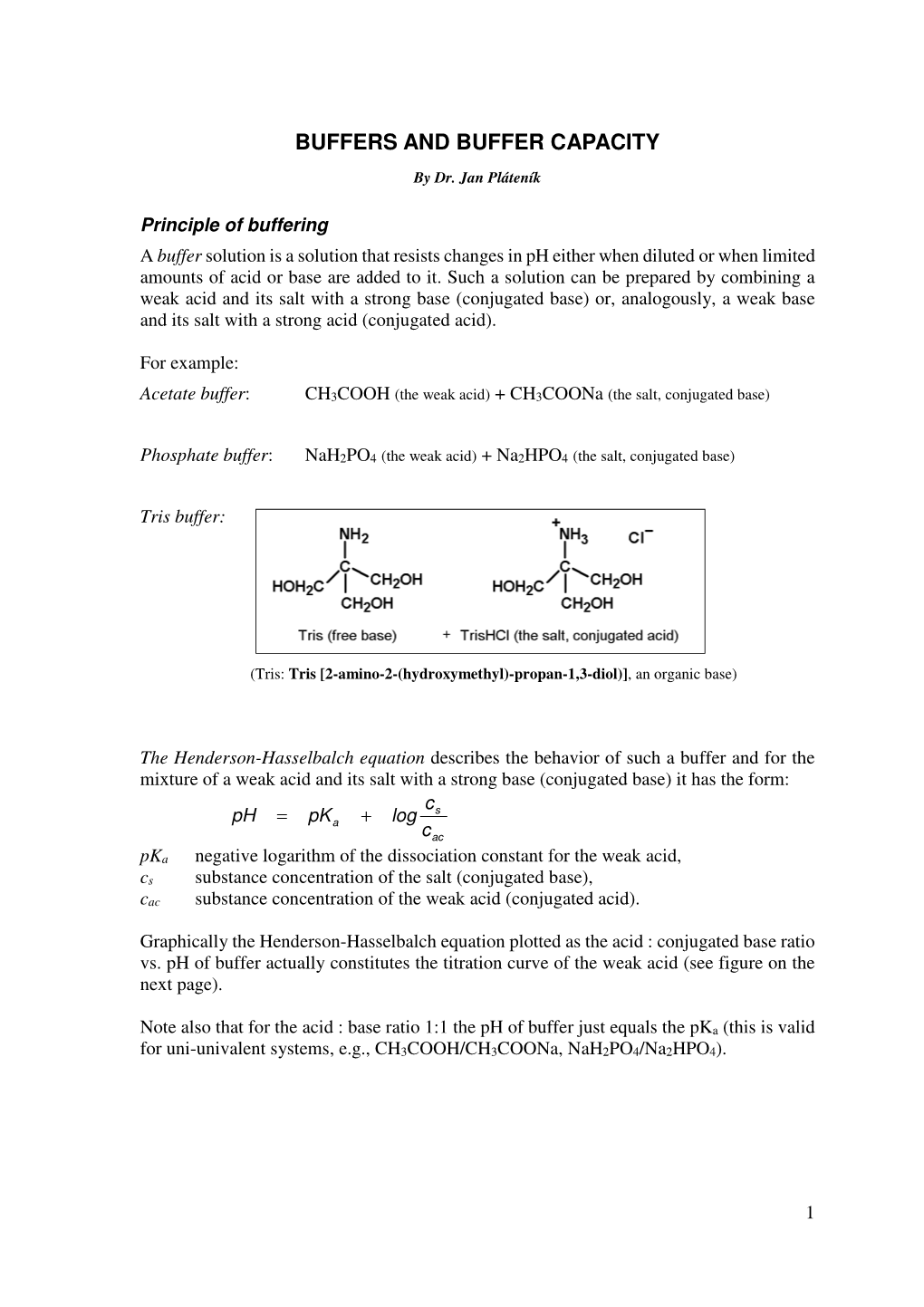 Buffers and Buffer Capacity