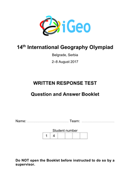 WRITTEN RESPONSE TEST Question and Answer Booklet