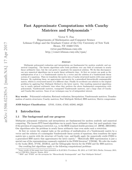 Fast Approximate Computations with Cauchy Matrices and Polynomials ∗