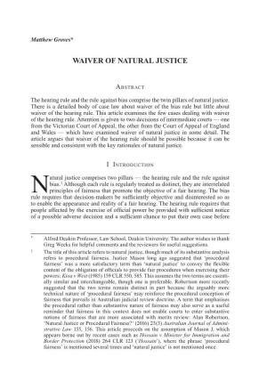 Waiver of Natural Justice
