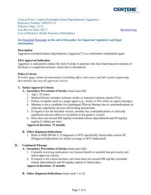 Aspirin/Extended-Release Dipyridamole (Aggrenox)