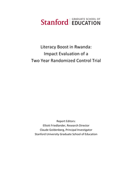 Literacy Boost in Rwanda: Impact Evaluation of a Two Year Randomized Control Trial