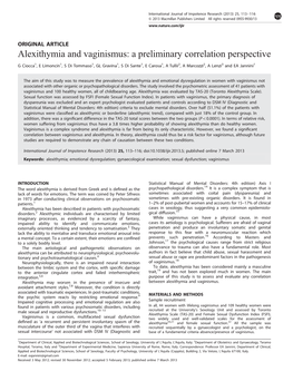 Alexithymia and Vaginismus: a Preliminary Correlation Perspective