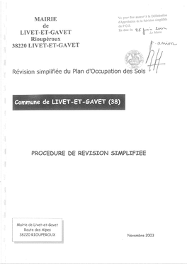LIVET-ET-GAVET I - Champ D'application 1- CHAMP D'application DE LA RÉVISION SIMPLIFIÉE DU POS