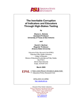 The Inevitable Corruption of Indicators and Educators Through High-Stakes Testing