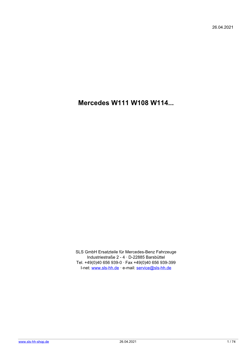 Mercedes W111 W108 W114