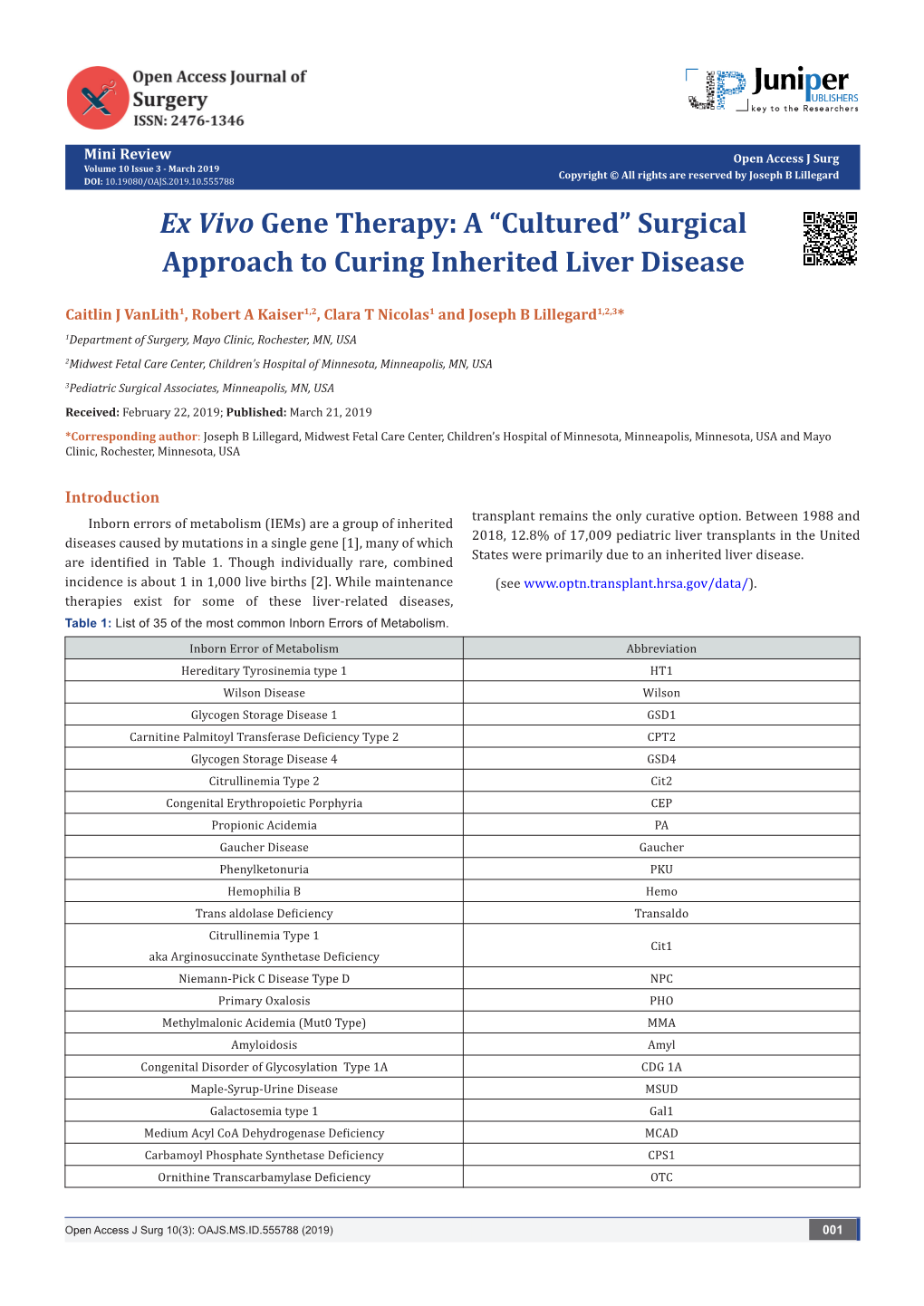 Ex Vivo Gene Therapy: a “Cultured” Surgical Approach to Curing Inherited Liver Disease