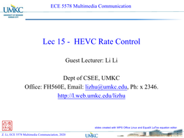 Lec 15 - HEVC Rate Control