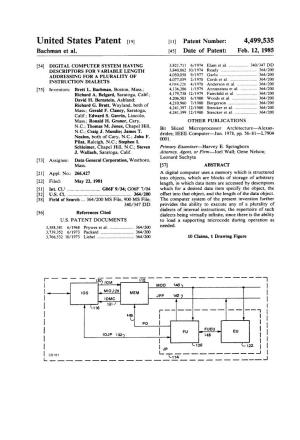 United States Patent (19) 11) Patent Number: 4,499,535 Bachman Et Al
