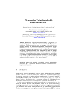 Metamodeling Variability to Enable Requirements Reuse
