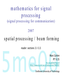 Mathematics for Signal Processing (Signal Processing for Communication)