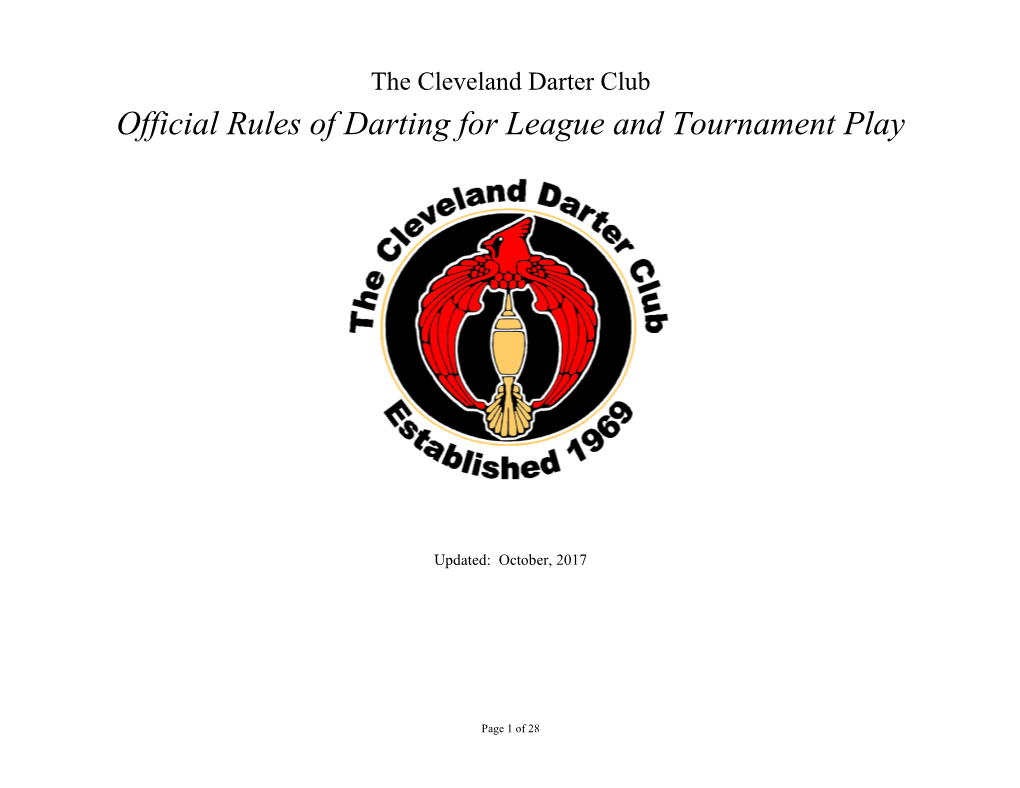 Official Rules of Darting for League and Tournament Play
