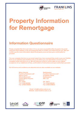 Property Information for Remortgage