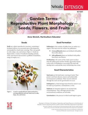 EXTENSION EC1257 Garden Terms: Reproductive Plant Morphology — Black/PMS 186 Seeds, Flowers, and Fruitsextension