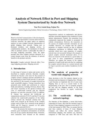 Analysis of Network Effect in Port and Shipping System Characterized by Scale-Free Network