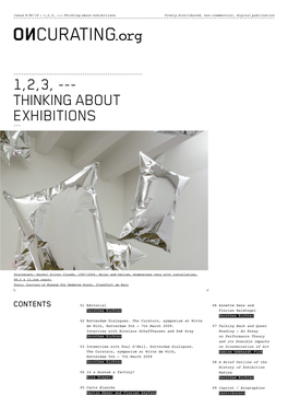 1,2,3, --- Thinking About Exhibitions Freely Distributed, Non - Commercial, Digital Publication