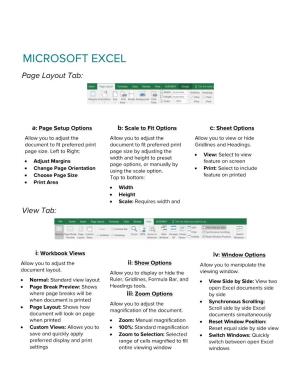 MICROSOFT EXCEL Page Layout Tab