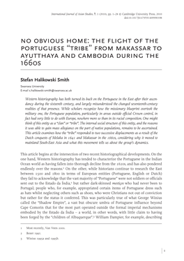 No Obvious Home: the Flight of the Portuguese “Tribe” from Makassar to Ayutthaya and Cambodia During the 1660S