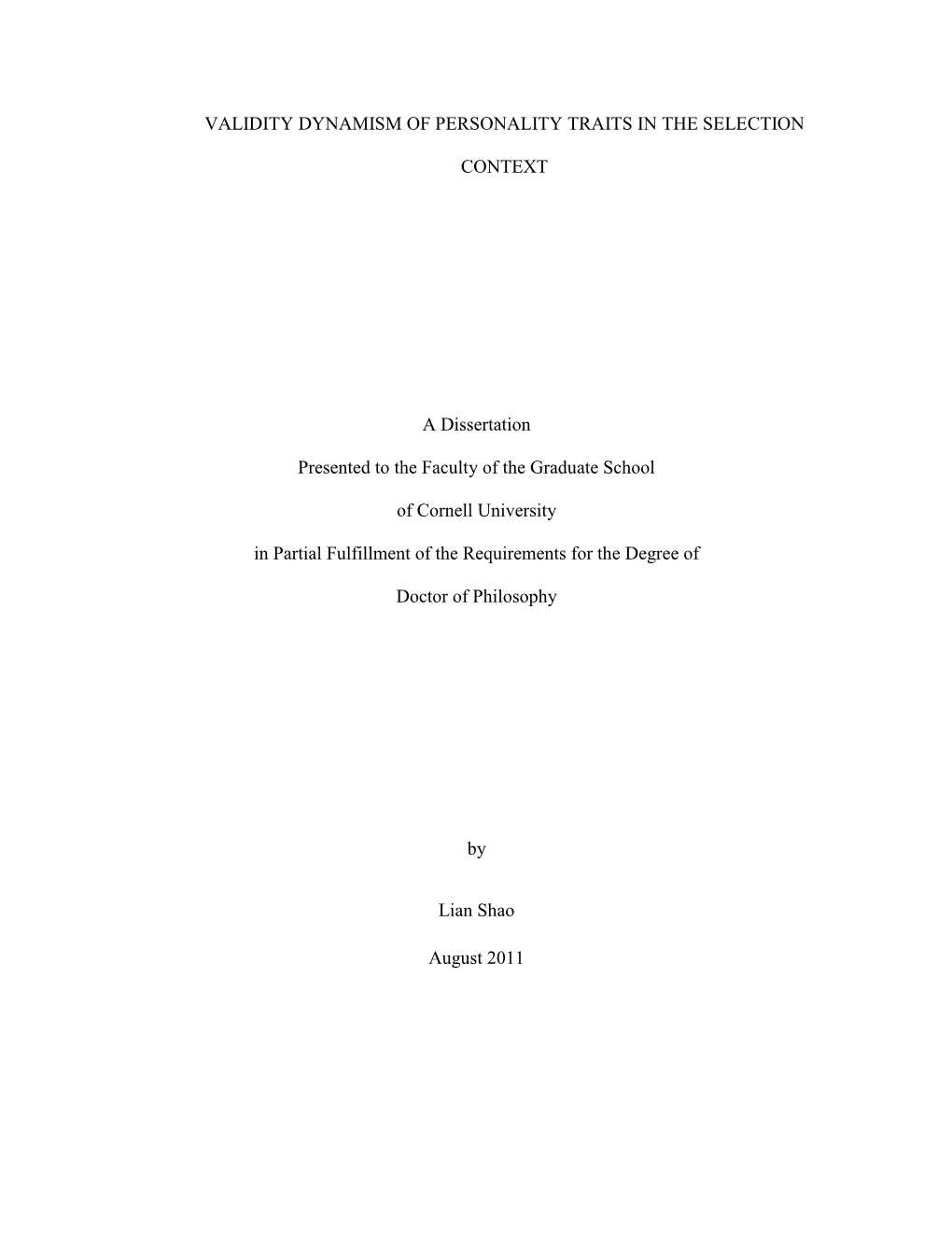 Validity Dynamism of Personality Traits in the Selection