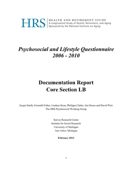 HRS 2006 Self-Administered Psychosocial Questionnaire