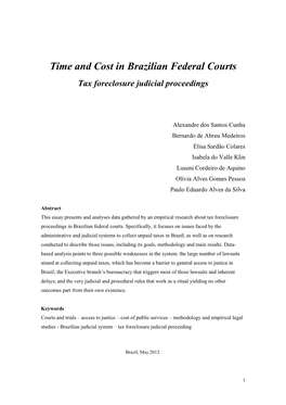 Time and Cost in Brazilian Federal Courts Tax Foreclosure Judicial Proceedings