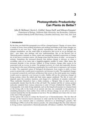 Photosynthetic Productivity: Can Plants Do Better?