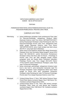 Keputusan Gubernur Jawa Timur Nomor 188/ 65 /Kpts/013/2019