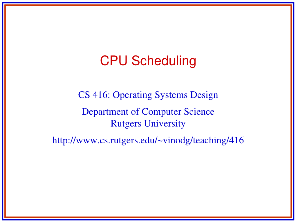 CPU Scheduling