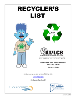 2019 Recyclers List TOLEDO LUCAS County
