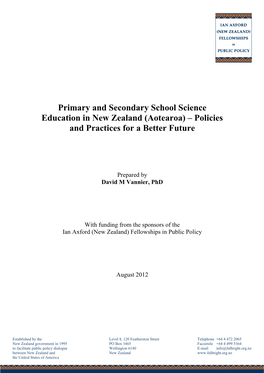 Primary and Secondary School Science Education in New Zealand (Aotearoa) – Policies and Practices for a Better Future