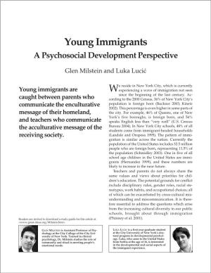 Young Immigrants: a Psychosocial Development Perspective. ENCOUNTER