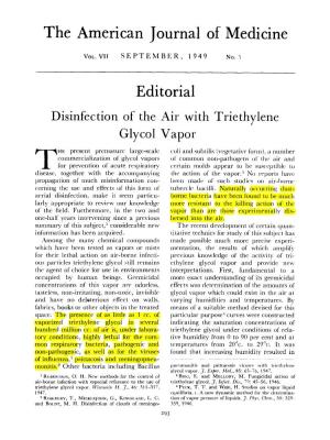 Disinfection of the Air with Triethylene Glycol Vapor / I