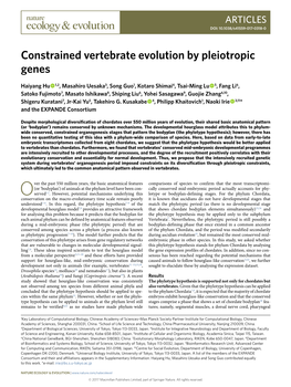 Constrained Vertebrate Evolution by Pleiotropic Genes