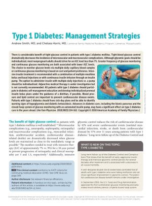 Type 1 Diabetes: Management Strategies
