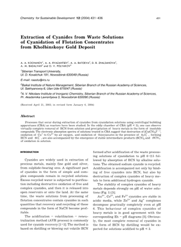 Extraction of Cyanides from Waste Solutions of Cyanidation of .Lotation